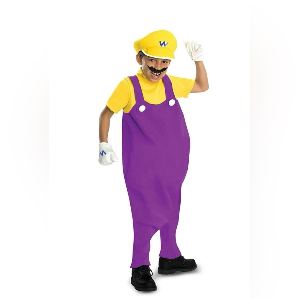 Super Mario “WARIO”-Kid’s Size M Purple And Yellow Rubie’s Halloween Costume